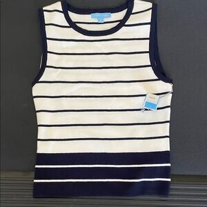 Draper James Navy and White Striped Sweater Tank